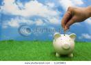 coin-bank-sitting-on-grass-with-hand-putting-in-a-coin-thumbnail